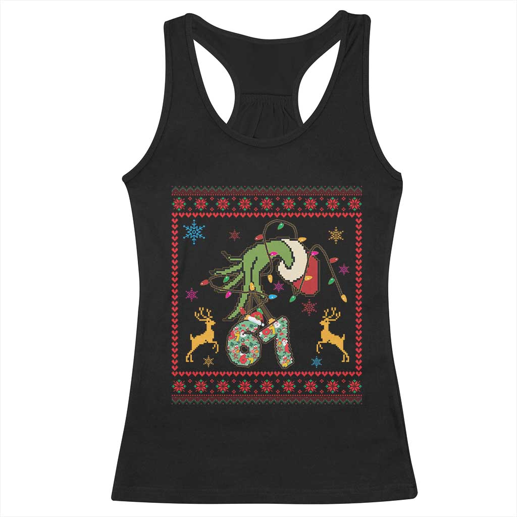 Green Hand 67 Meme Ugly Sweater Racerback Tank Top Funny Holiday Gift - Wonder Print Shop