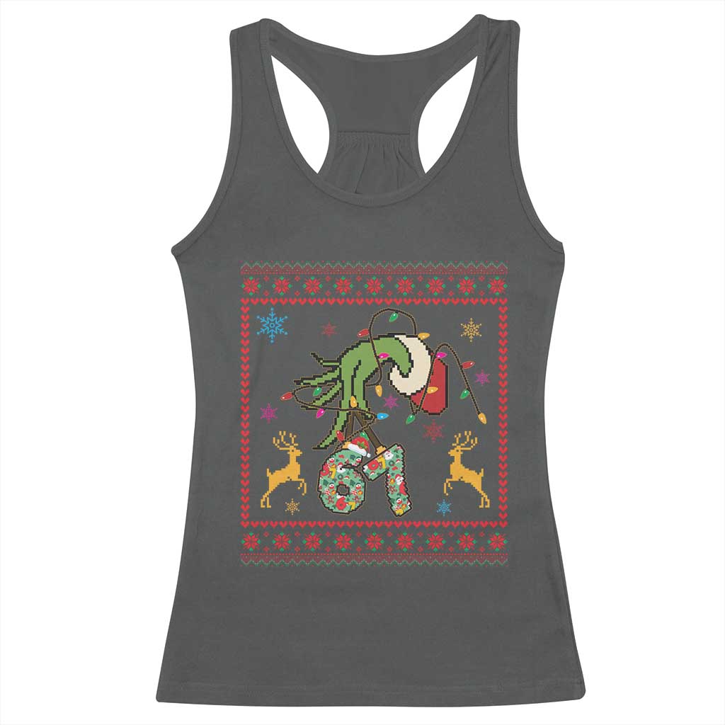 Green Hand 67 Meme Ugly Sweater Racerback Tank Top Funny Holiday Gift - Wonder Print Shop