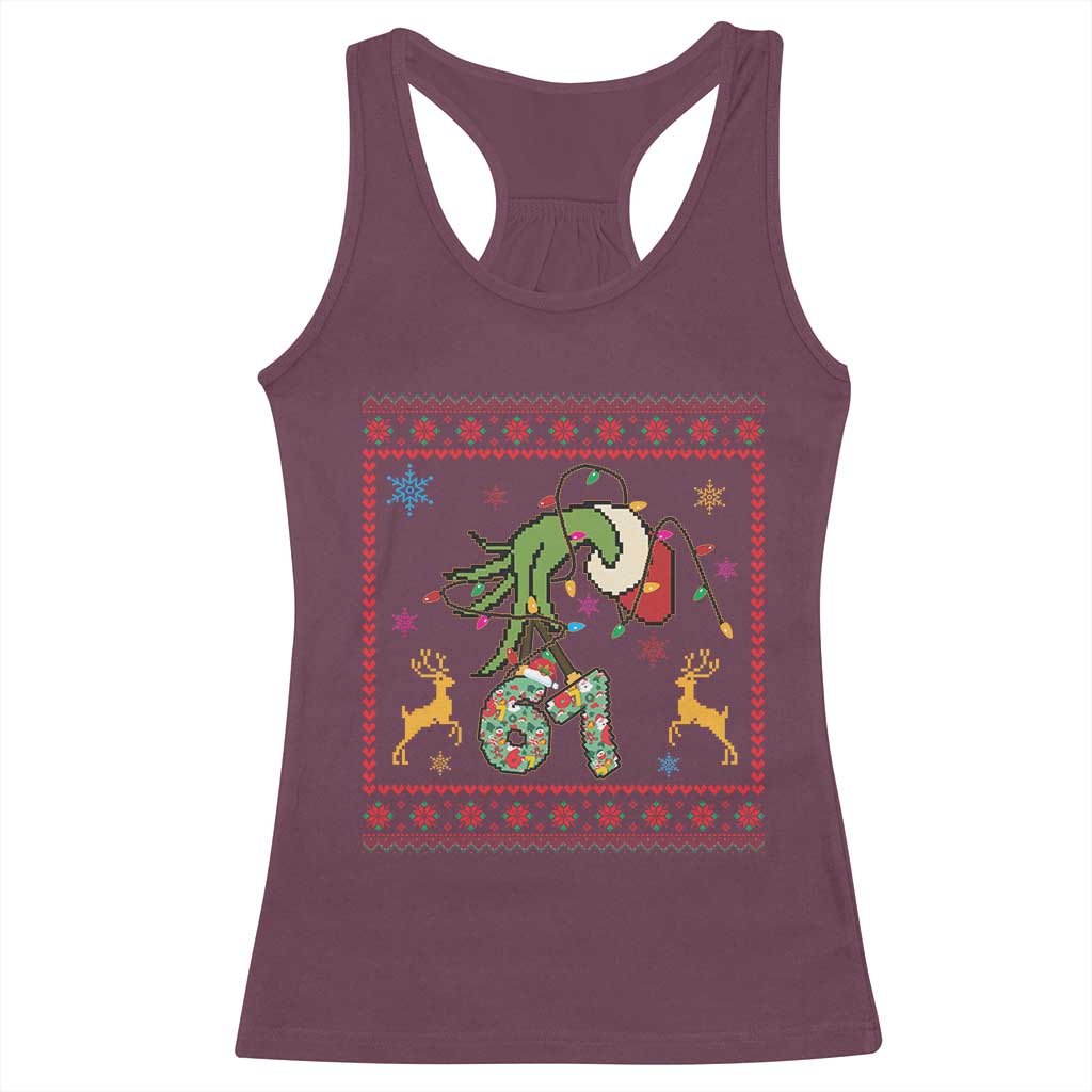 Green Hand 67 Meme Ugly Sweater Racerback Tank Top Funny Holiday Gift - Wonder Print Shop