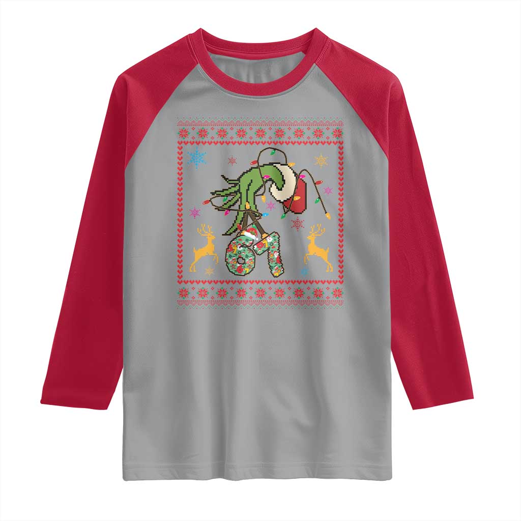 Green Hand 67 Meme Ugly Sweater Raglan Shirt Funny Holiday Gift - Wonder Print Shop