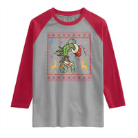 Green Hand 67 Meme Ugly Sweater Raglan Shirt Funny Holiday Gift - Wonder Print Shop