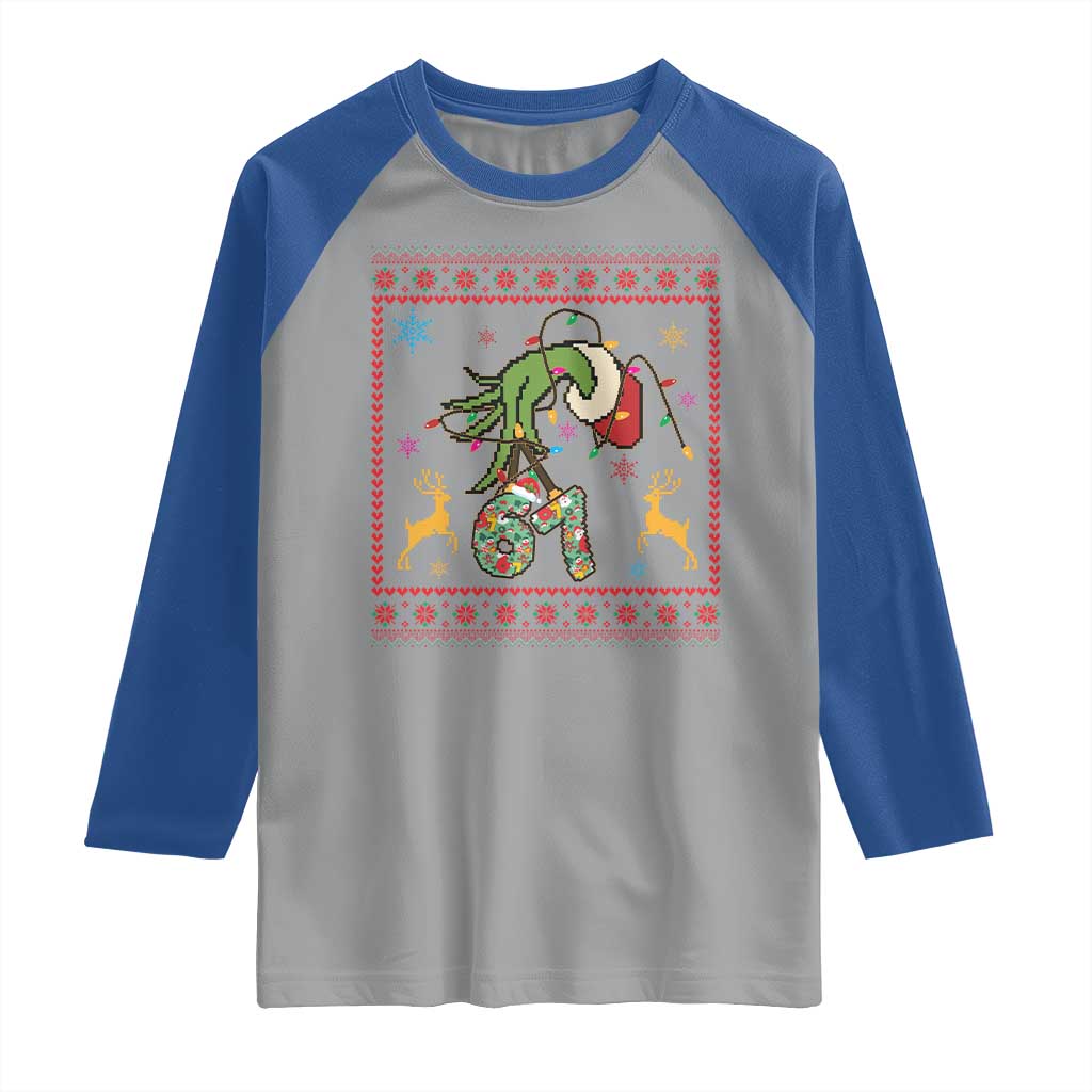 Green Hand 67 Meme Ugly Sweater Raglan Shirt Funny Holiday Gift - Wonder Print Shop