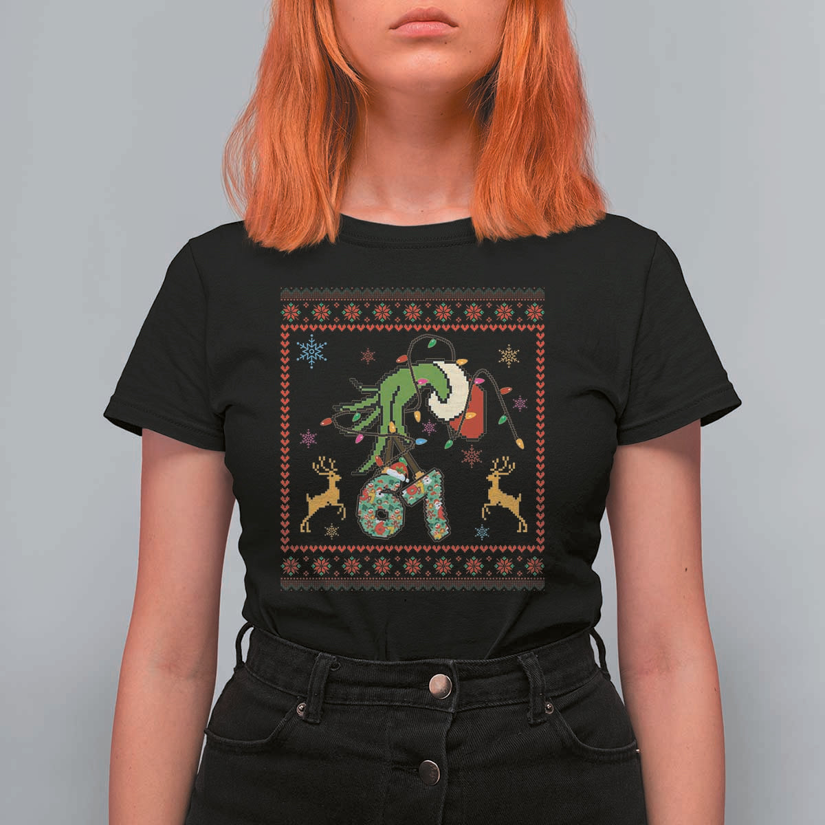 Green Hand 67 Meme Ugly Sweater T Shirt For Women Funny Holiday Gift - Wonder Print Shop