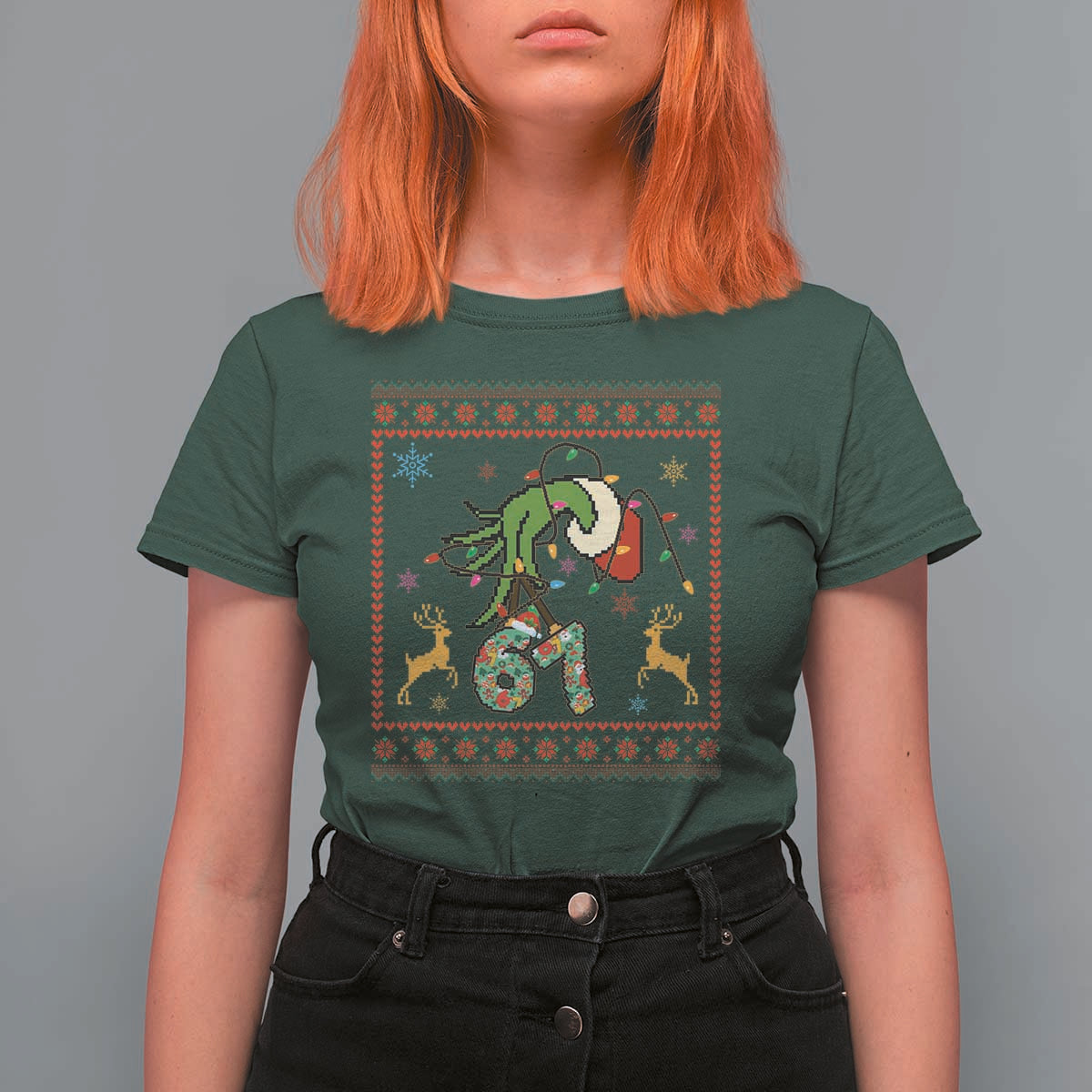 Green Hand 67 Meme Ugly Sweater T Shirt For Women Funny Holiday Gift - Wonder Print Shop