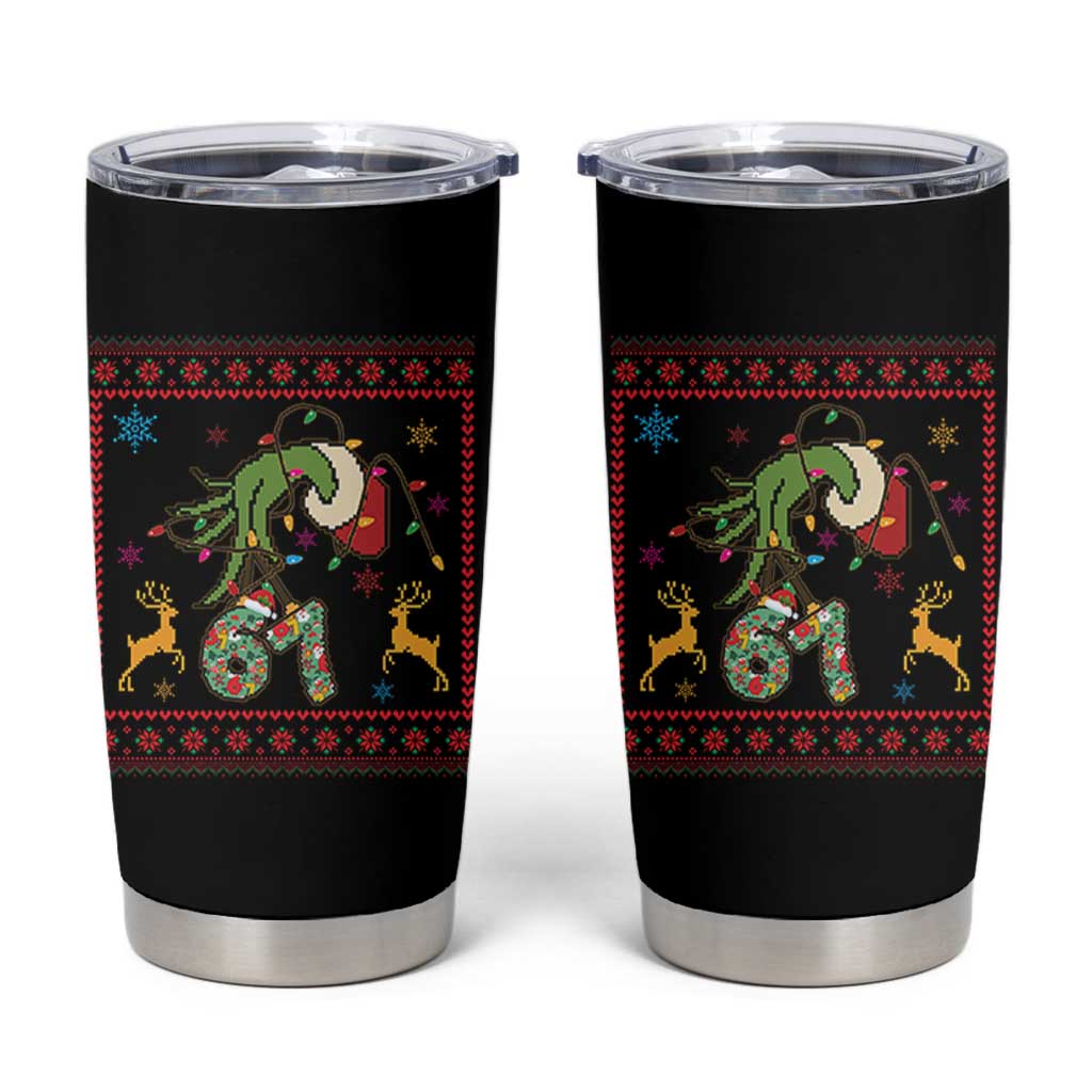 Green Hand 67 Meme Ugly Sweater Tumbler Cup Funny Holiday Gift - Wonder Print Shop