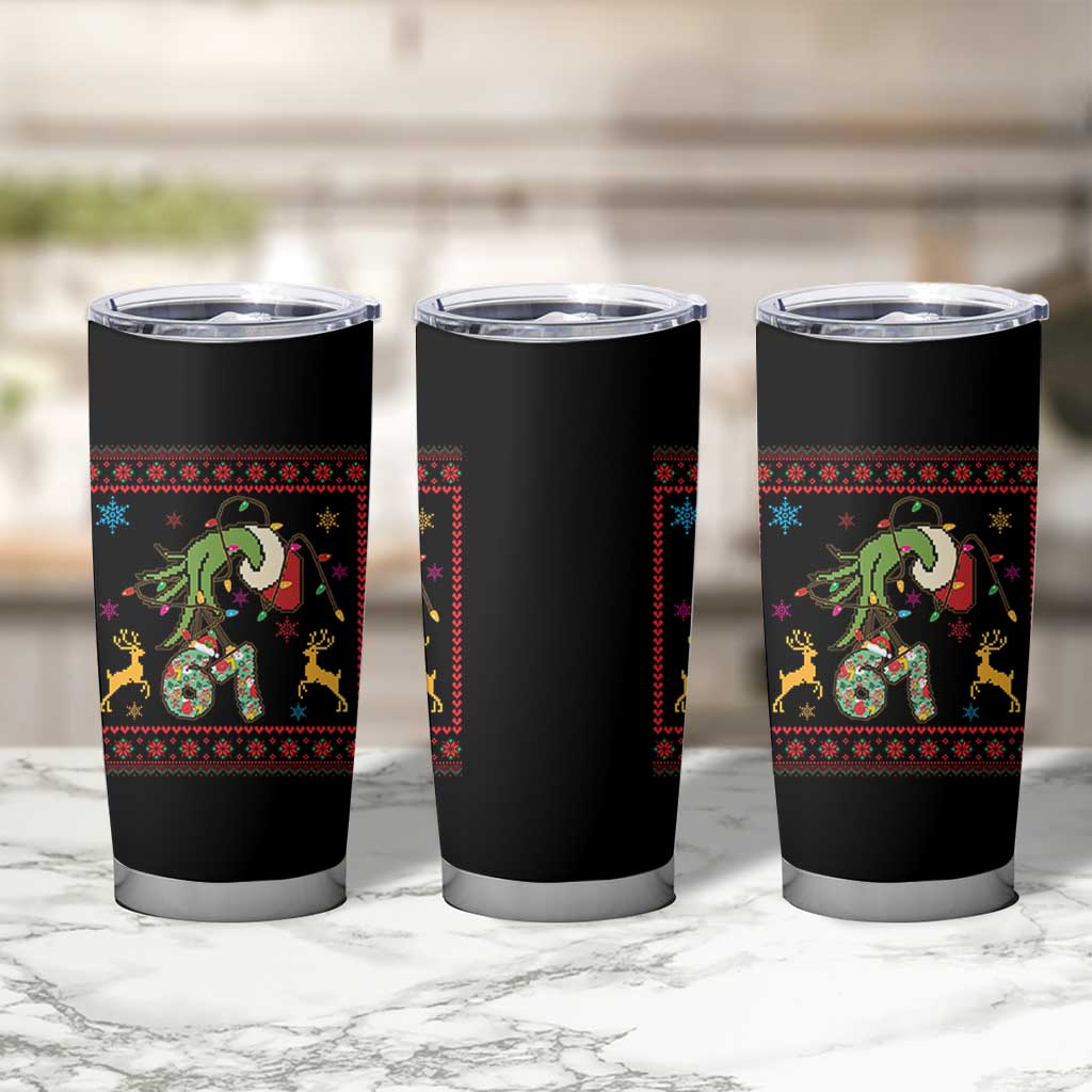 Green Hand 67 Meme Ugly Sweater Tumbler Cup Funny Holiday Gift - Wonder Print Shop