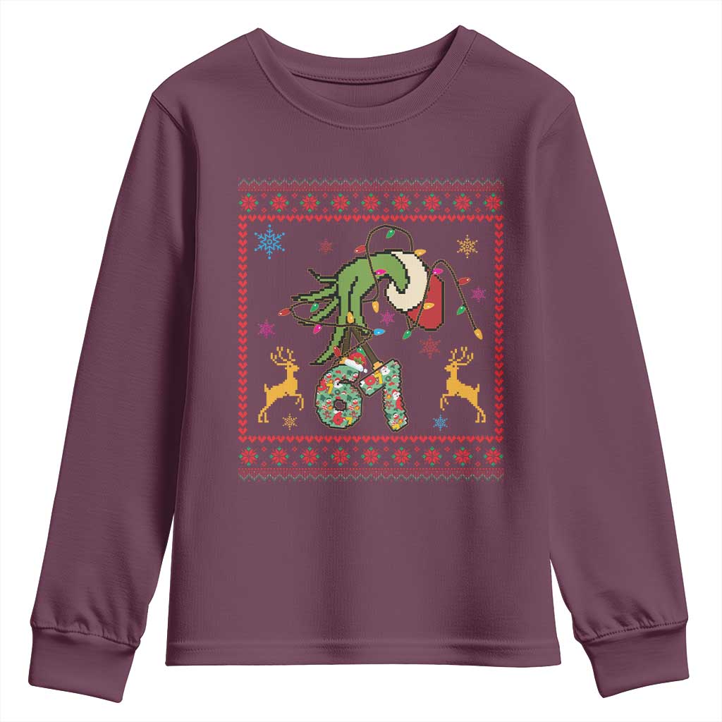 Green Hand 67 Meme Ugly Sweater Youth Sweatshirt Funny Holiday Gift - Wonder Print Shop