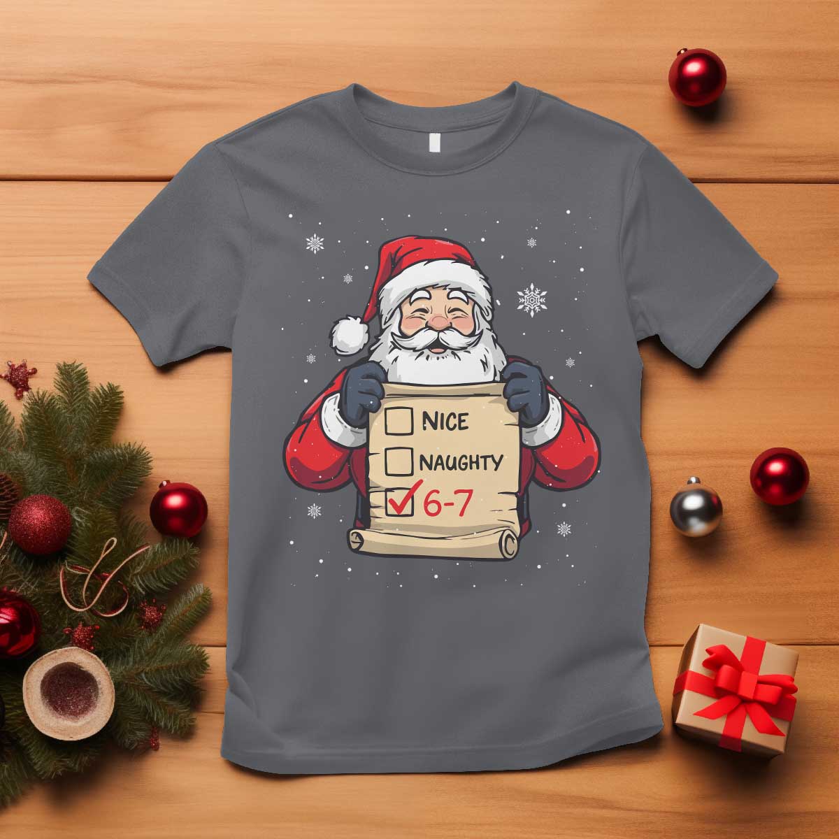 Funny Santa Six Seven Meme T Shirt Gen Z Christmas Gift - Wonder Print Shop