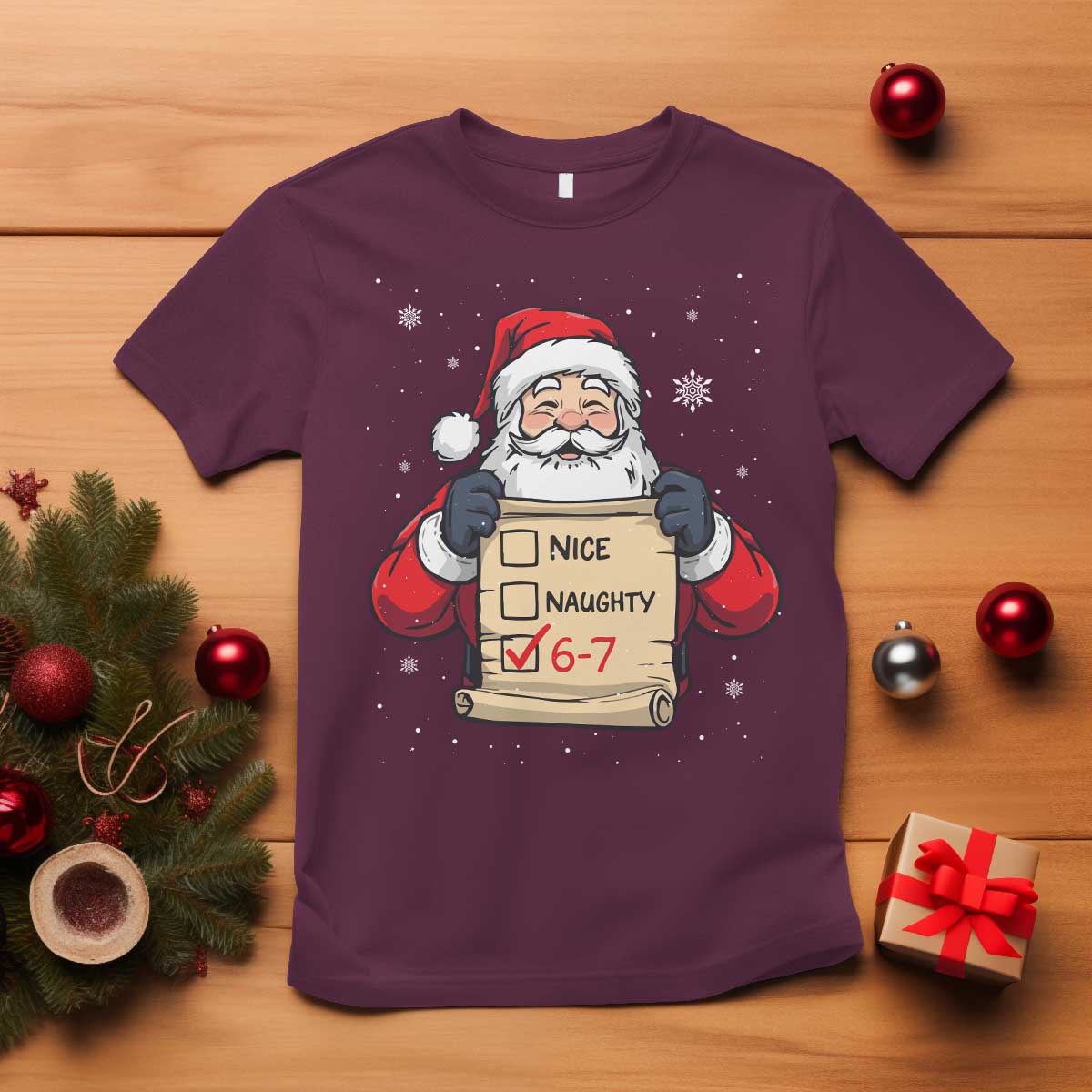 Funny Santa Six Seven Meme T Shirt Gen Z Christmas Gift - Wonder Print Shop