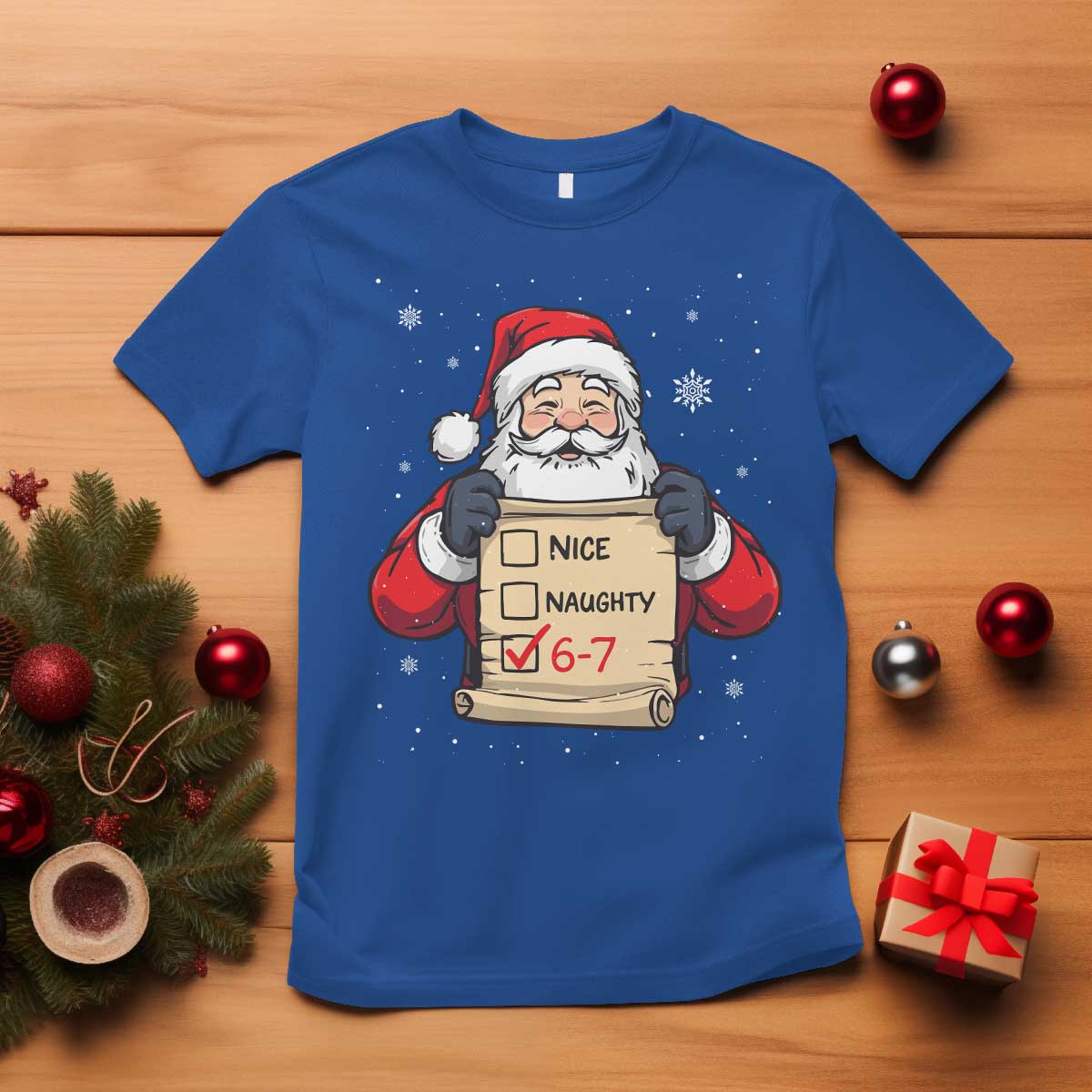 Funny Santa Six Seven Meme T Shirt Gen Z Christmas Gift - Wonder Print Shop