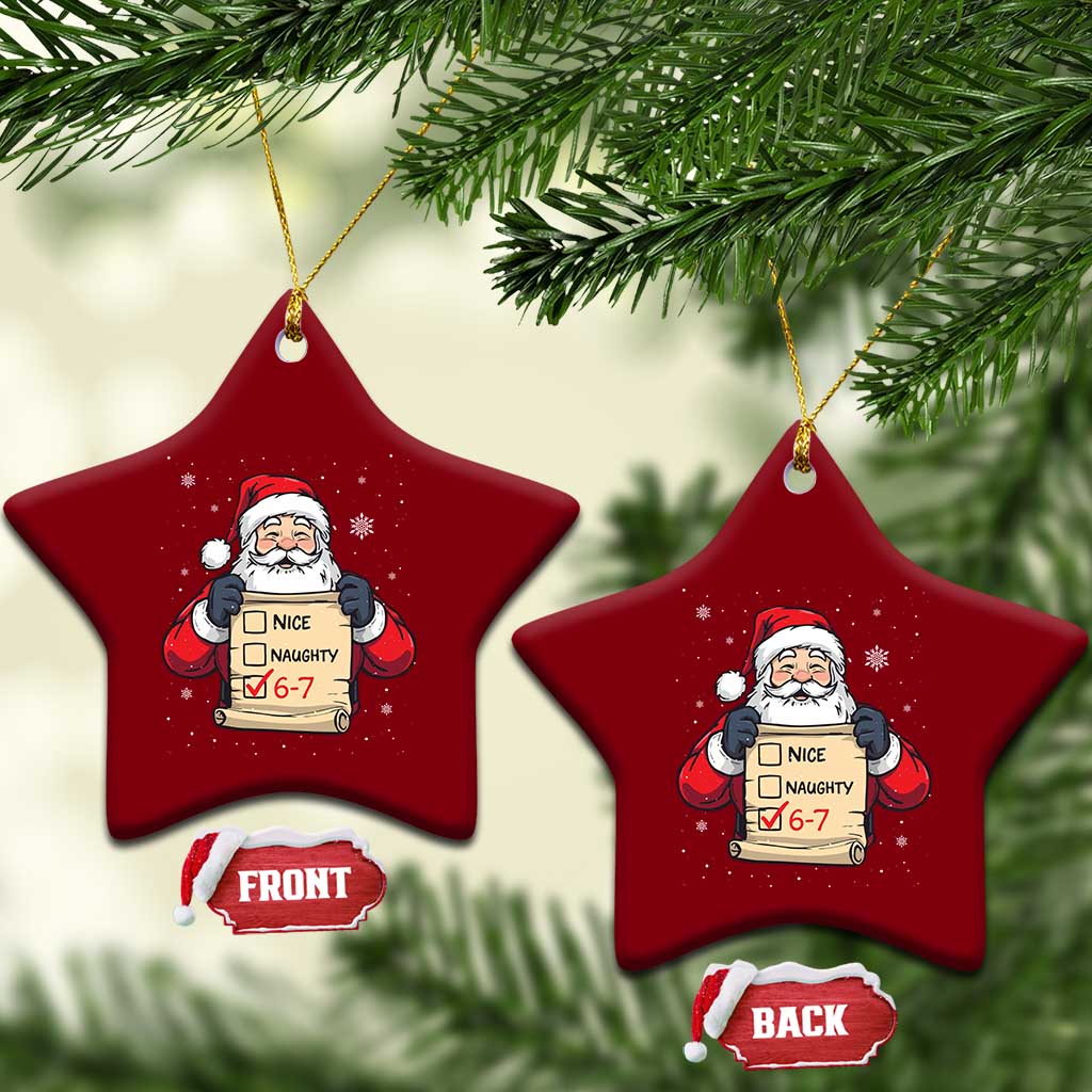 Funny Santa Six Seven Meme Ceramic Ornament Gen Z Christmas Gift - Wonder Print Shop