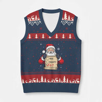 Funny Santa Six Seven Meme V-Neck Knit Sweater Vest Gen Z Xmas Gift - Wonder Print Shop