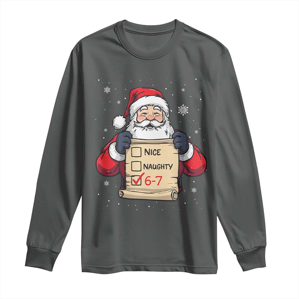 Funny Santa Six Seven Meme Long Sleeve Shirt Gen Z Christmas Gift - Wonder Print Shop