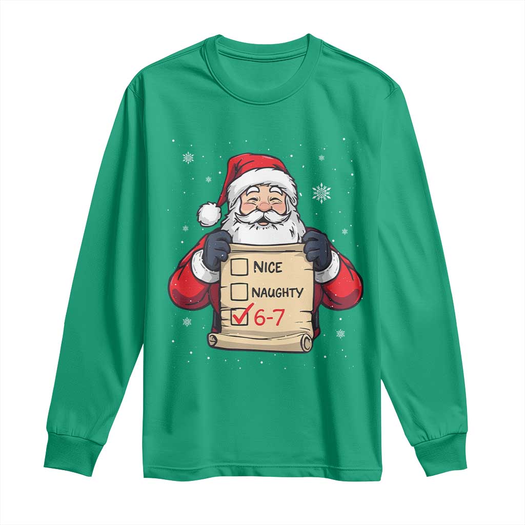 Funny Santa Six Seven Meme Long Sleeve Shirt Gen Z Christmas Gift - Wonder Print Shop