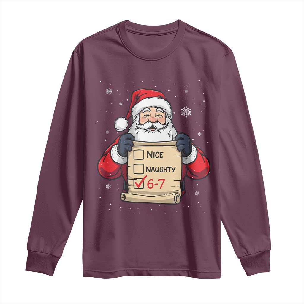 Funny Santa Six Seven Meme Long Sleeve Shirt Gen Z Christmas Gift - Wonder Print Shop