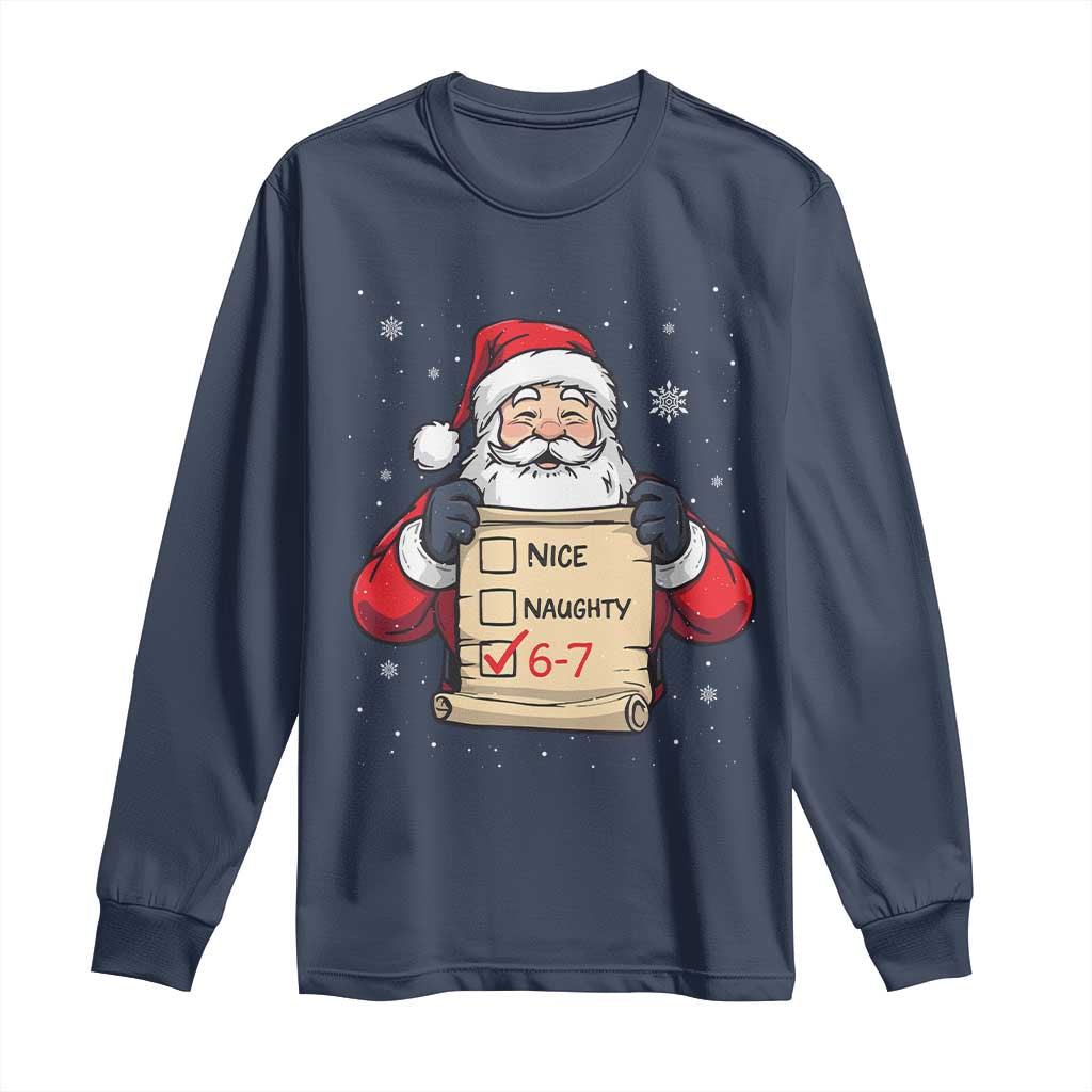 Funny Santa Six Seven Meme Long Sleeve Shirt Gen Z Christmas Gift - Wonder Print Shop