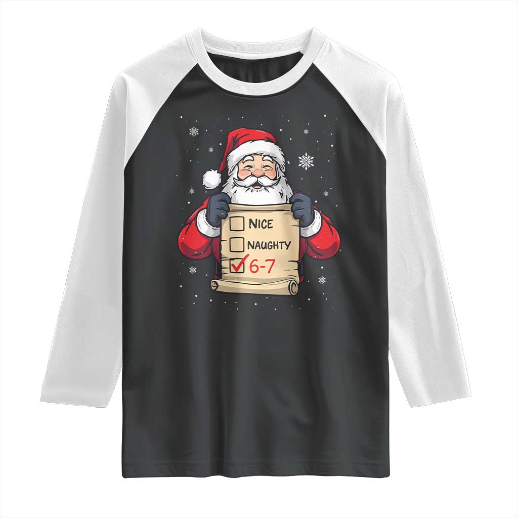 Funny Santa Six Seven Meme Raglan Shirt Gen Z Christmas Gift - Wonder Print Shop