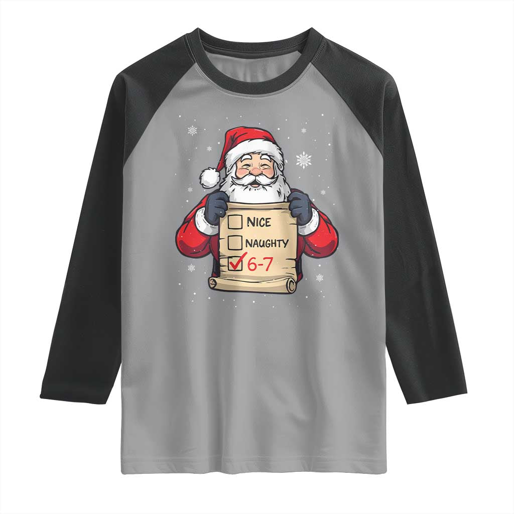 Funny Santa Six Seven Meme Raglan Shirt Gen Z Christmas Gift - Wonder Print Shop