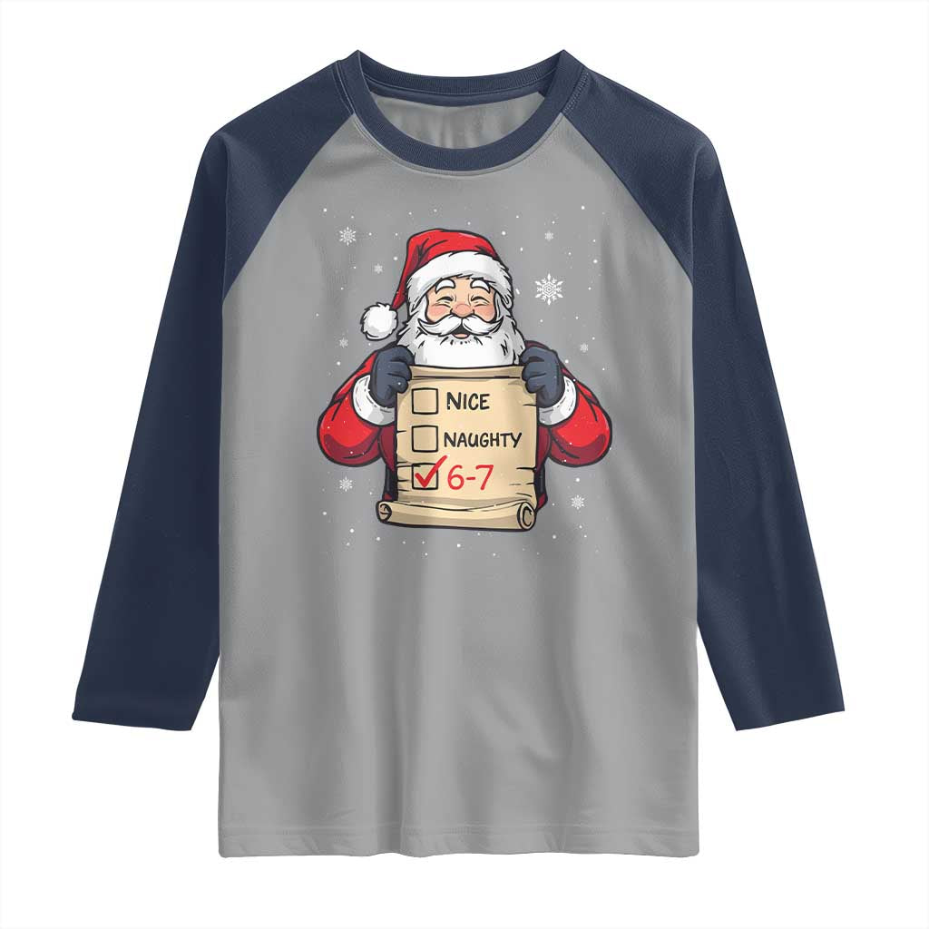 Funny Santa Six Seven Meme Raglan Shirt Gen Z Christmas Gift - Wonder Print Shop