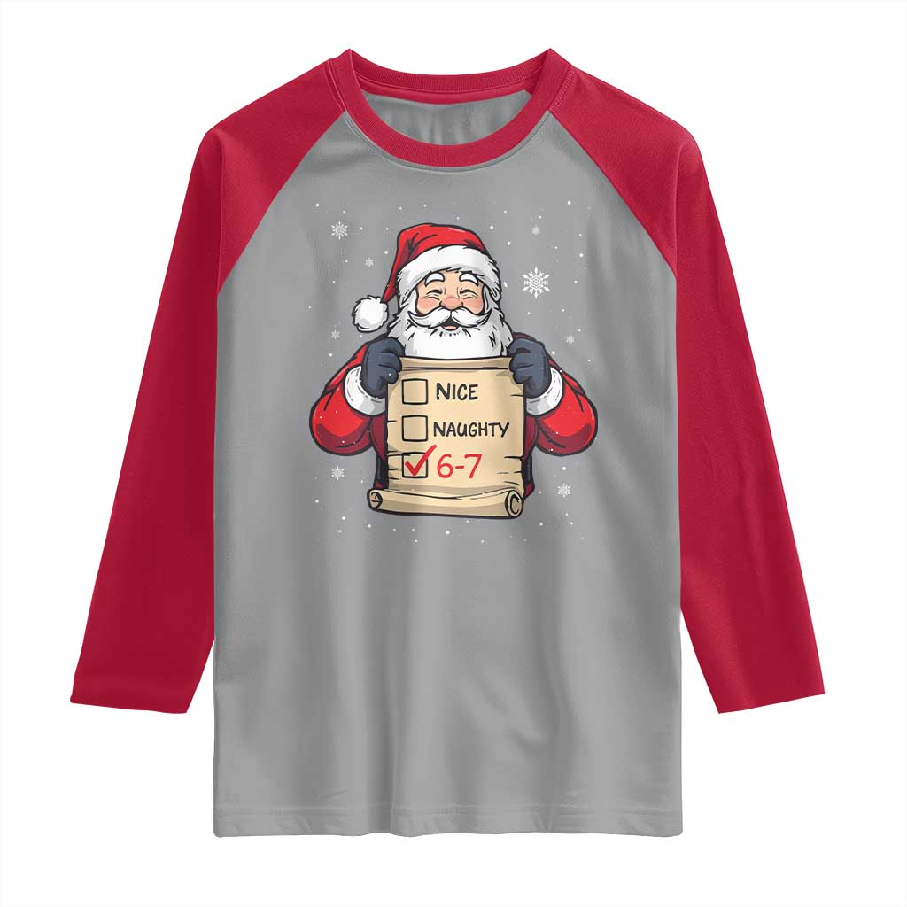 Funny Santa Six Seven Meme Raglan Shirt Gen Z Christmas Gift - Wonder Print Shop