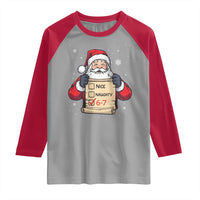 Funny Santa Six Seven Meme Raglan Shirt Gen Z Christmas Gift - Wonder Print Shop
