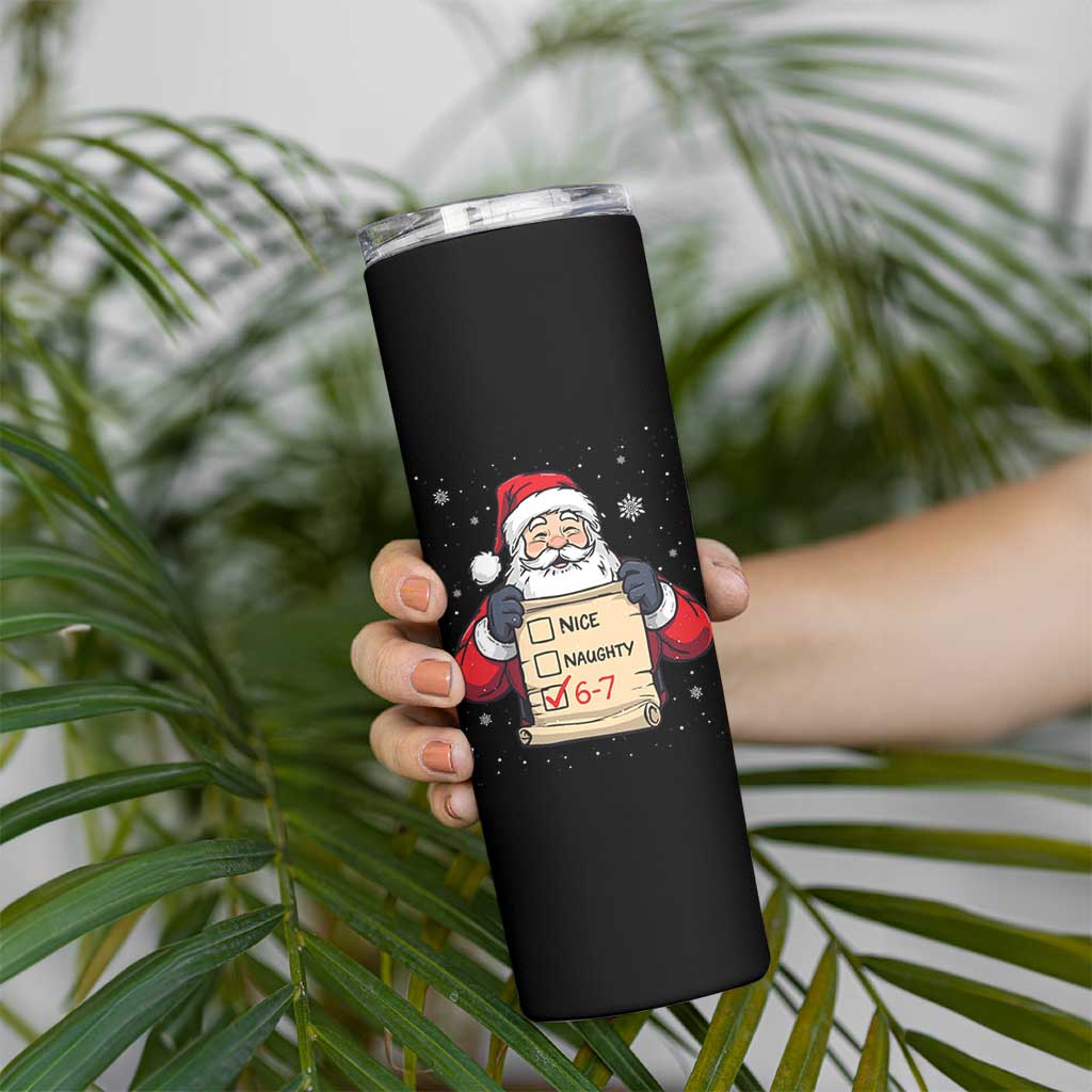 Funny Santa Six Seven Meme Skinny Tumbler Gen Z Christmas Gift - Wonder Print Shop