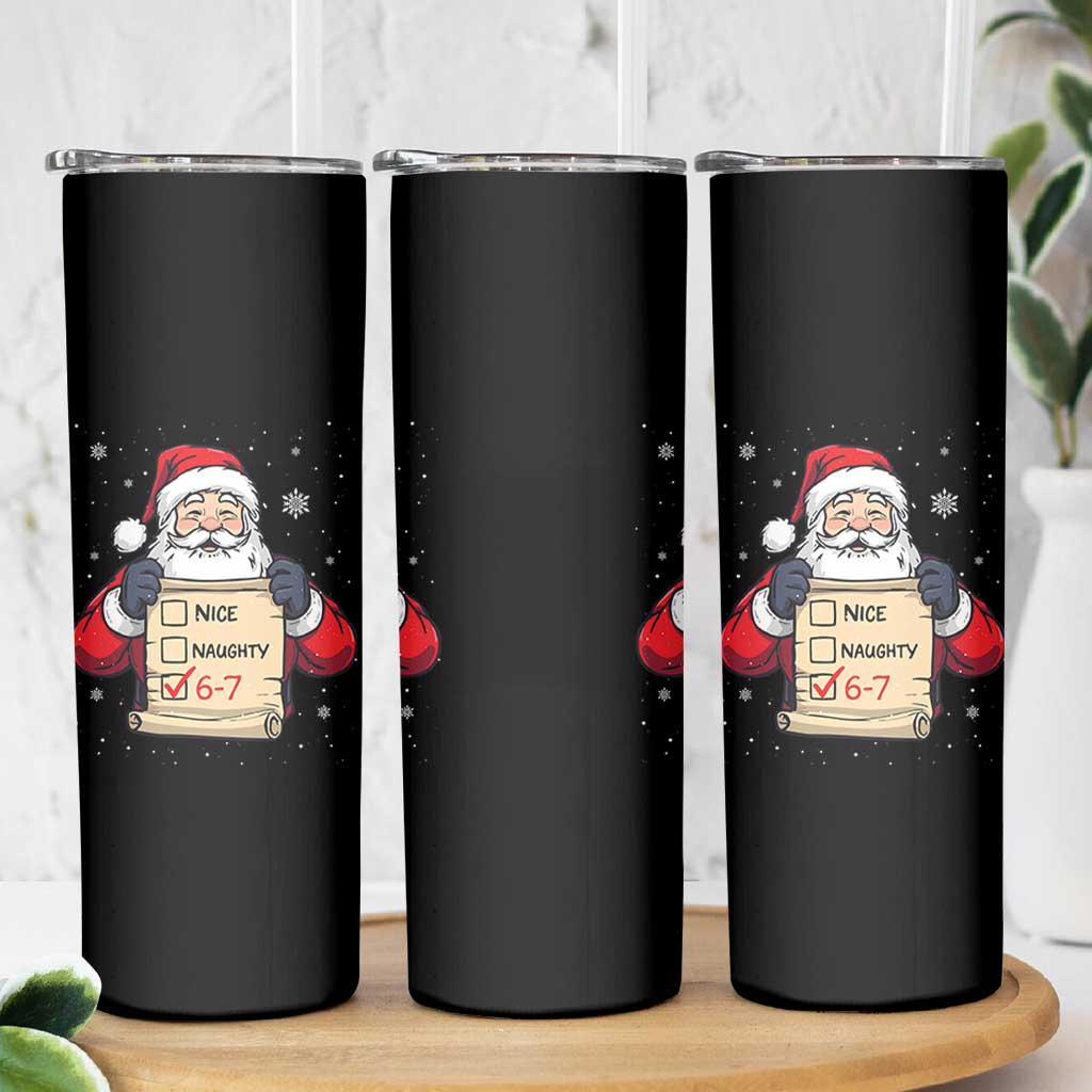 Funny Santa Six Seven Meme Skinny Tumbler Gen Z Christmas Gift - Wonder Print Shop