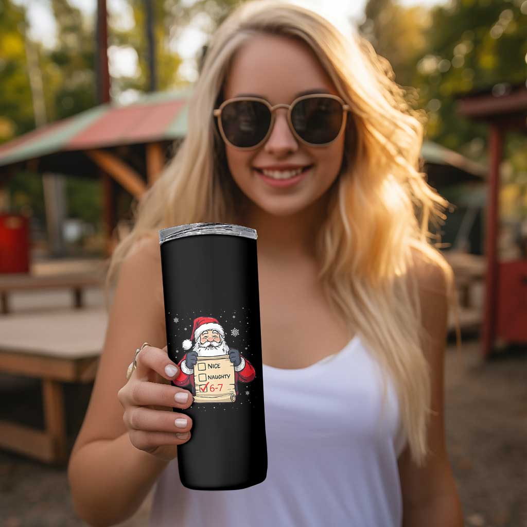 Funny Santa Six Seven Meme Skinny Tumbler Gen Z Christmas Gift - Wonder Print Shop