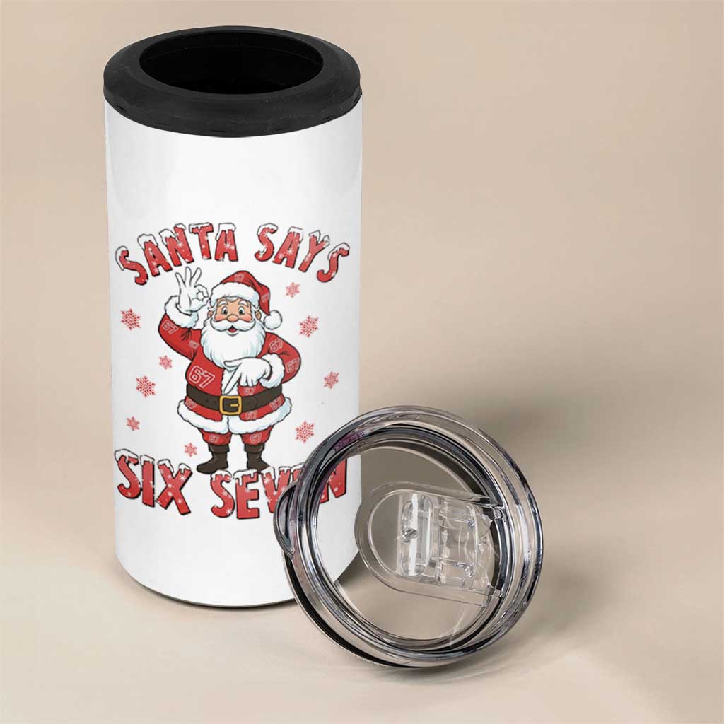 Funny Christmas Meme Gift 4 in 1 Can Cooler Tumbler Santa Says Six Seven - Wonder Print Shop