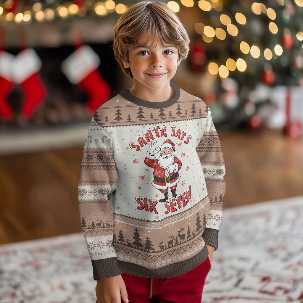 Funny Xmas Meme Gift Ugly Christmas Sweater Santa Says Six Seven - Wonder Print Shop