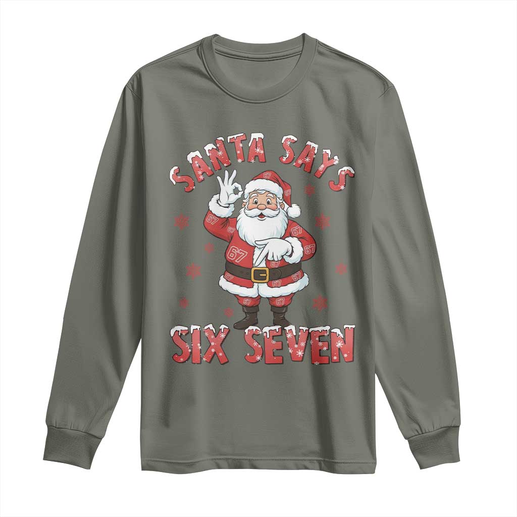 Funny Christmas Meme Gift Long Sleeve Shirt Santa Says Six Seven - Wonder Print Shop