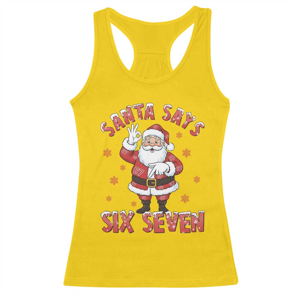 Funny Christmas Meme Gift Racerback Tank Top Santa Says Six Seven - Wonder Print Shop