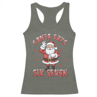 Funny Christmas Meme Gift Racerback Tank Top Santa Says Six Seven - Wonder Print Shop
