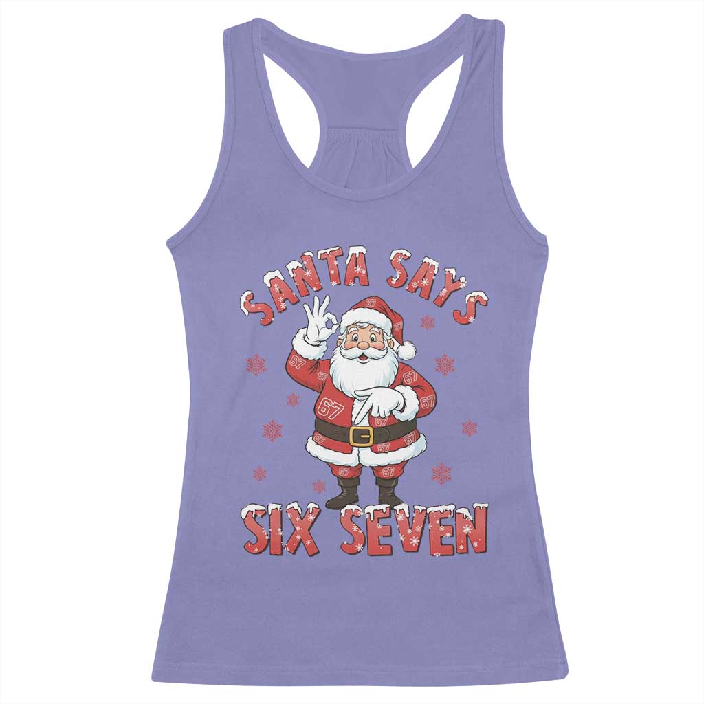Funny Christmas Meme Gift Racerback Tank Top Santa Says Six Seven - Wonder Print Shop