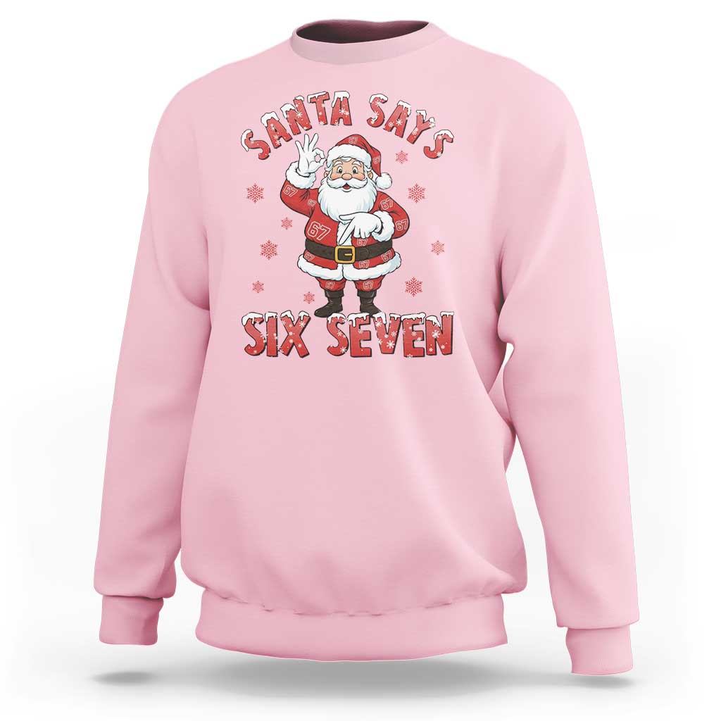 Funny Christmas Meme Gift Sweatshirt Santa Says Six Seven - Wonder Print Shop