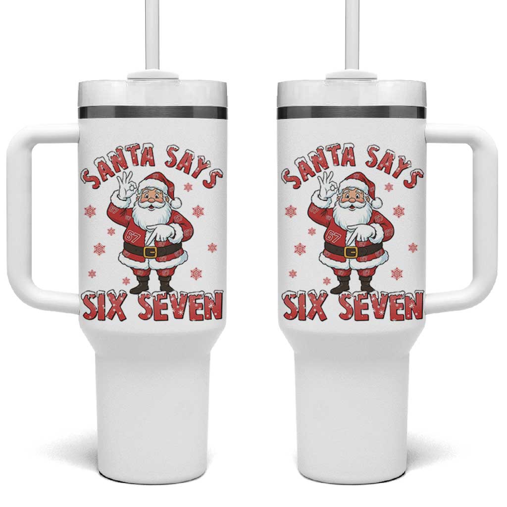 Funny Christmas Meme Gift Tumbler With Handle Santa Says Six Seven - Wonder Print Shop