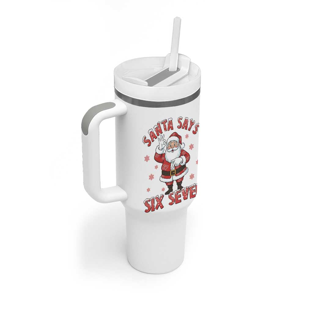 Funny Christmas Meme Gift Tumbler With Handle Santa Says Six Seven - Wonder Print Shop