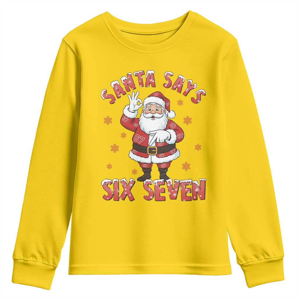 Funny Christmas Meme Gift Youth Sweatshirt Santa Says Six Seven - Wonder Print Shop