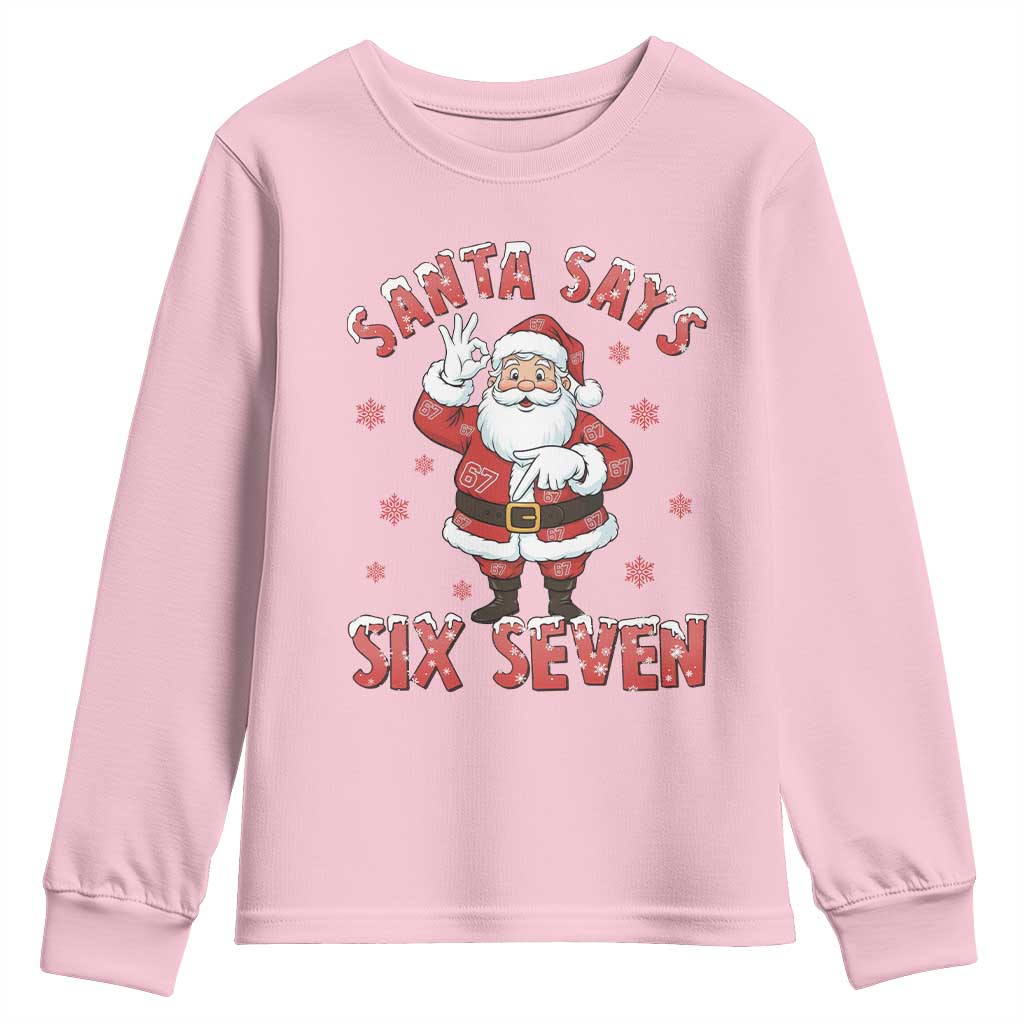 Funny Christmas Meme Gift Youth Sweatshirt Santa Says Six Seven - Wonder Print Shop
