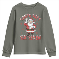Funny Christmas Meme Gift Youth Sweatshirt Santa Says Six Seven - Wonder Print Shop
