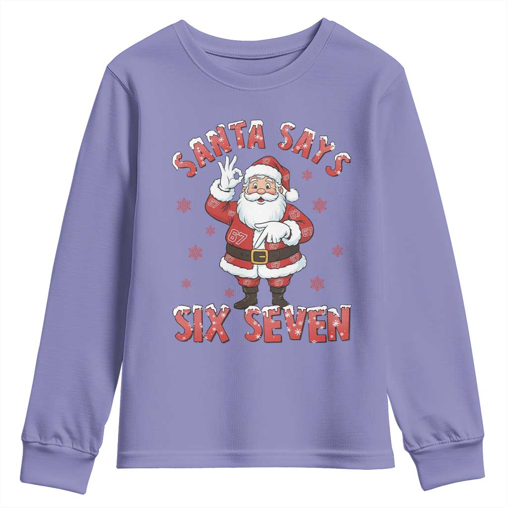 Funny Christmas Meme Gift Youth Sweatshirt Santa Says Six Seven - Wonder Print Shop