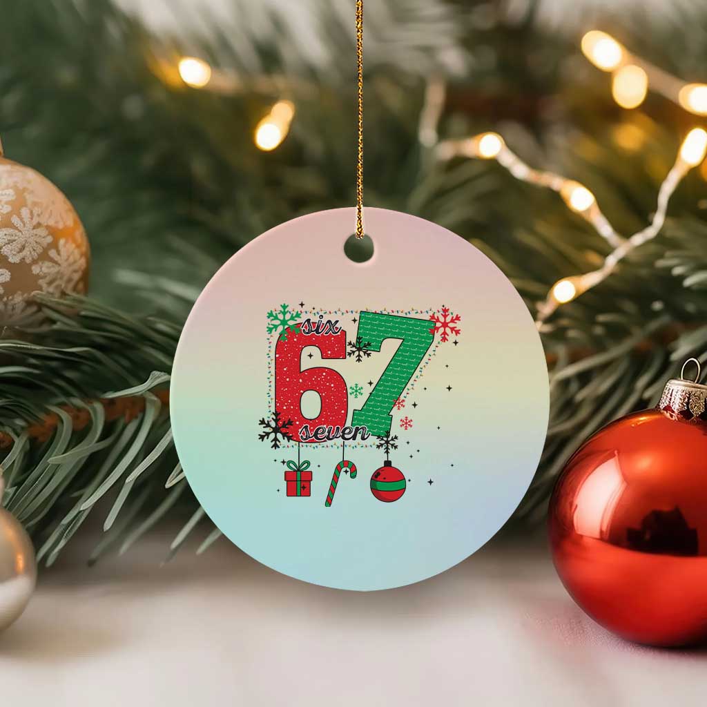 Funny Six Seven Meme Trendy TikTok Ceramic Ornament Christmas Gift - Wonder Print Shop