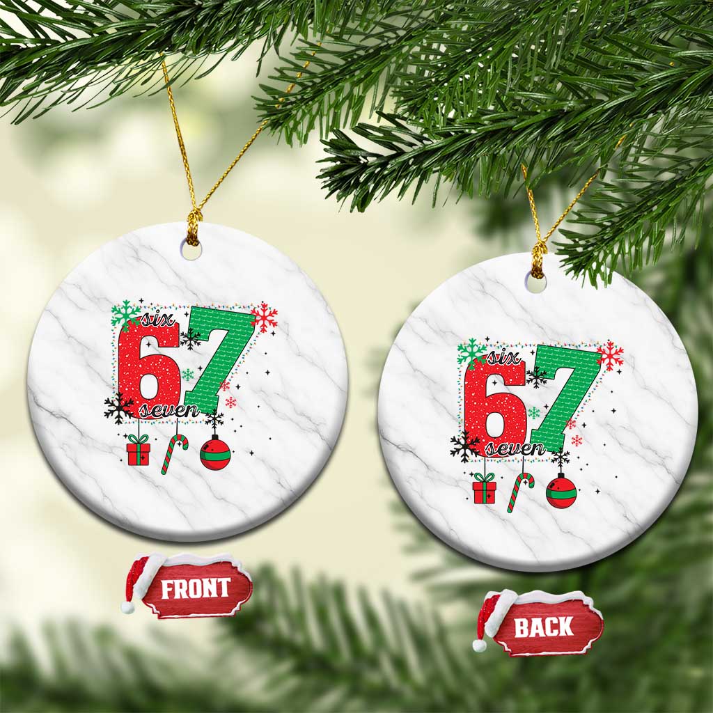 Funny Six Seven Meme Trendy TikTok Ceramic Ornament Christmas Gift - Wonder Print Shop