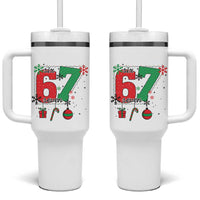 Funny Six Seven Meme Trendy TikTok Tumbler With Handle Christmas Gift - Wonder Print Shop
