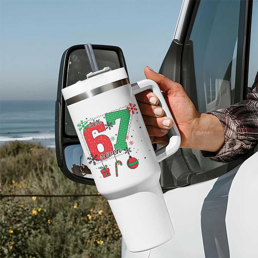 Funny Six Seven Meme Trendy TikTok Tumbler With Handle Christmas Gift - Wonder Print Shop