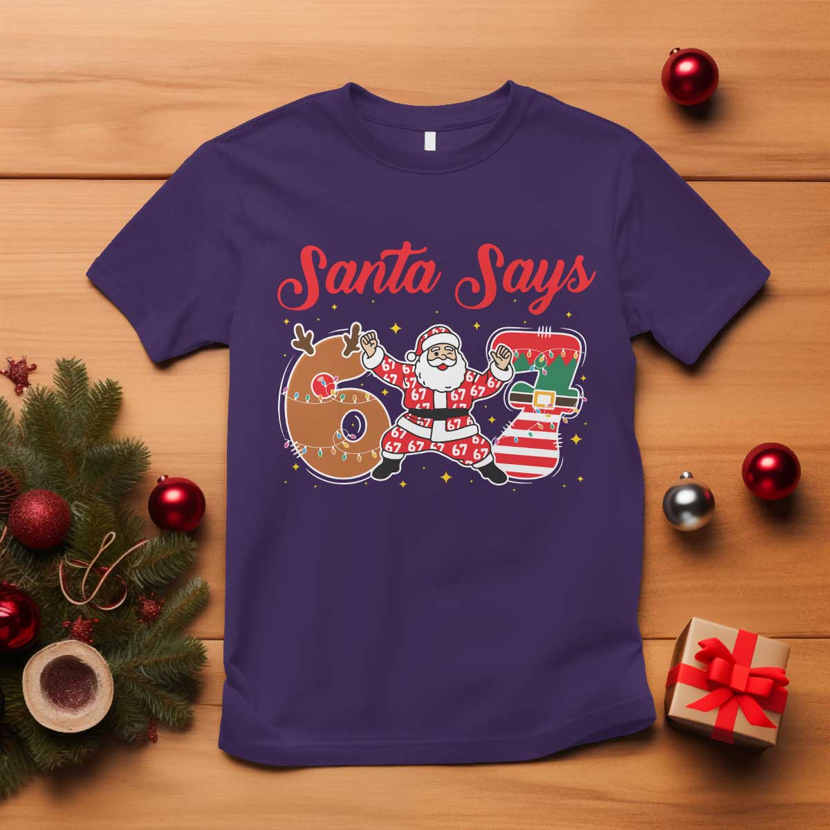 Funny Santa Says Six Seven Meme T Shirt Holiday Gift For Gen Z - Wonder Print Shop
