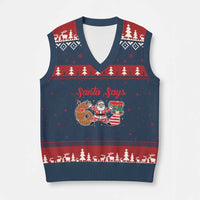 Funny Santa Says Six Seven Meme V-Neck Knit Sweater Vest Holiday Gift For Gen Z - Wonder Print Shop