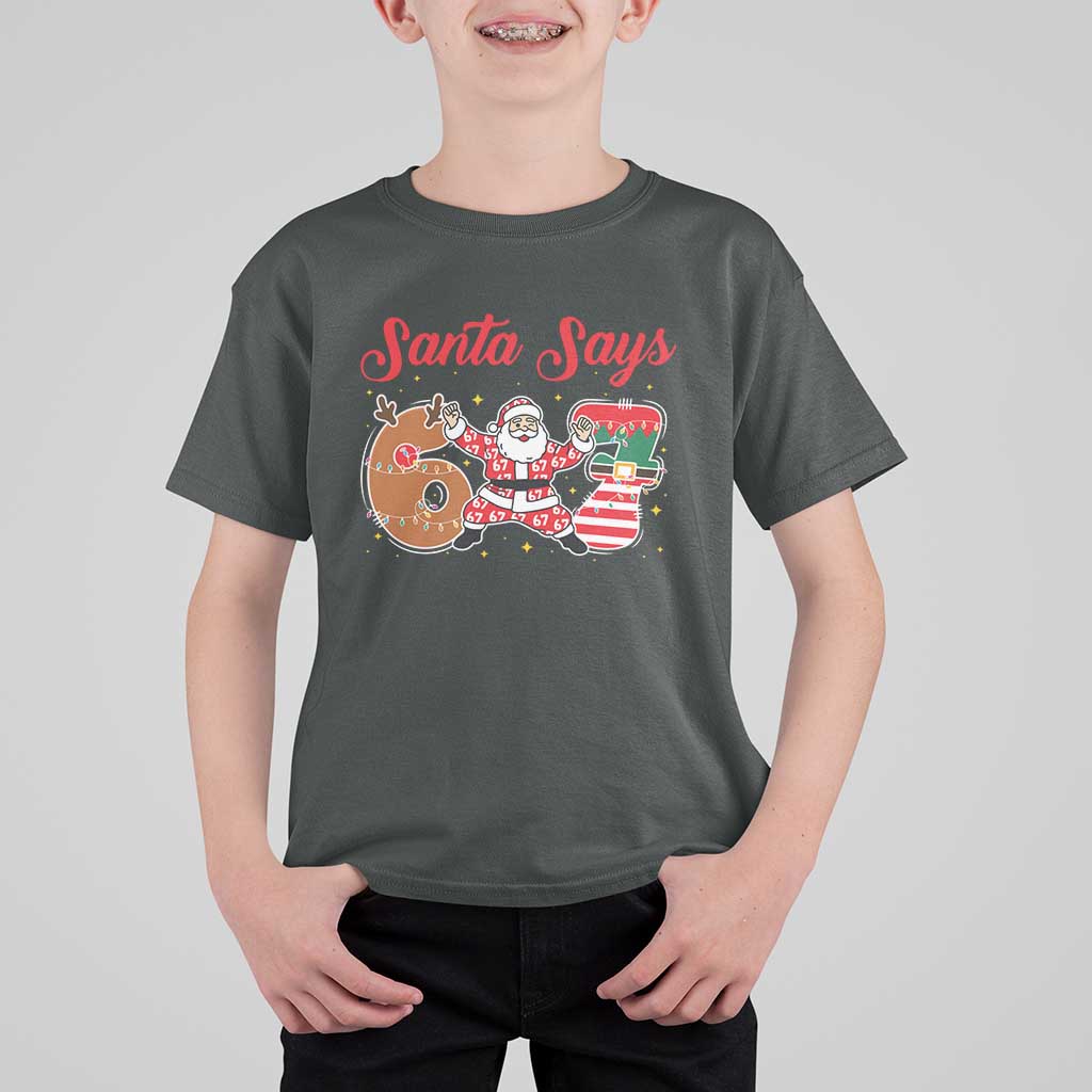 Funny Santa Says Six Seven Meme T Shirt For Kid Holiday Gift For Gen Z - Wonder Print Shop