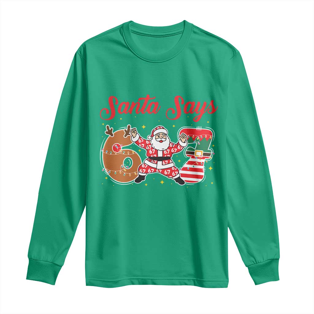 Funny Santa Says Six Seven Meme Long Sleeve Shirt Holiday Gift For Gen Z - Wonder Print Shop