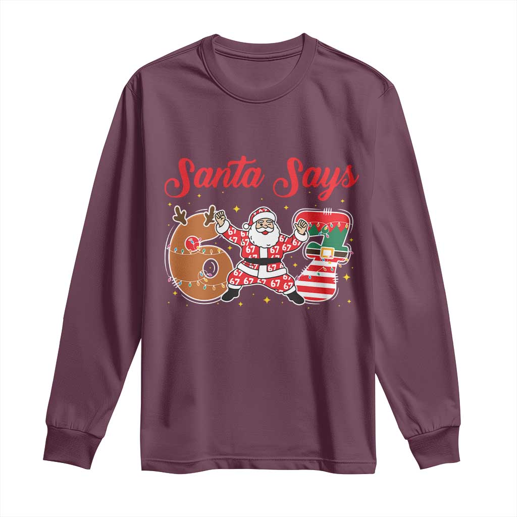 Funny Santa Says Six Seven Meme Long Sleeve Shirt Holiday Gift For Gen Z - Wonder Print Shop